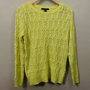 Forever 21 Semi Open Knit Sweater Yellow Green Summer Dopamine Spring Size S